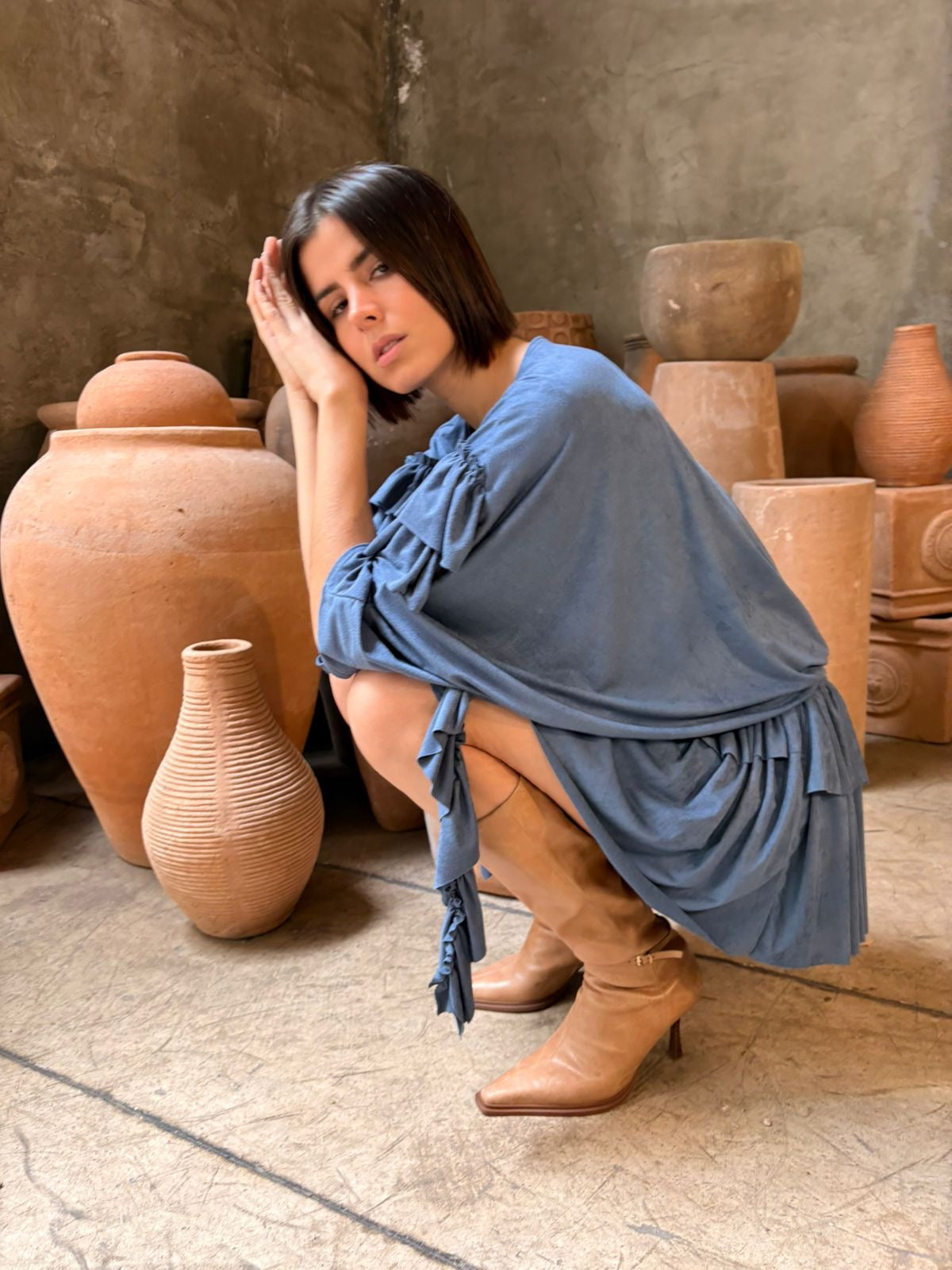 Vestido Suede Olanes Azul