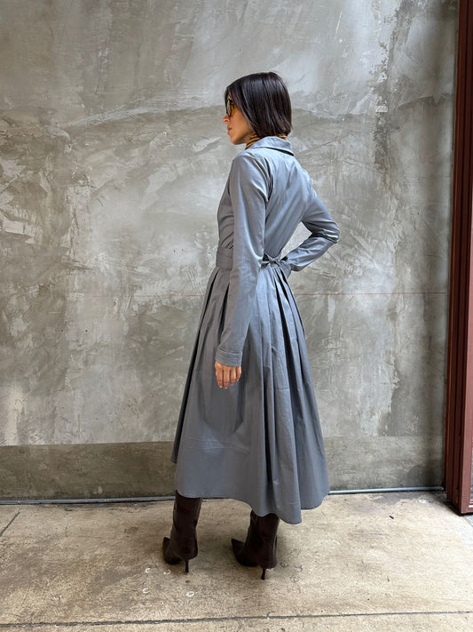 Vestido Camisero Gris Azul