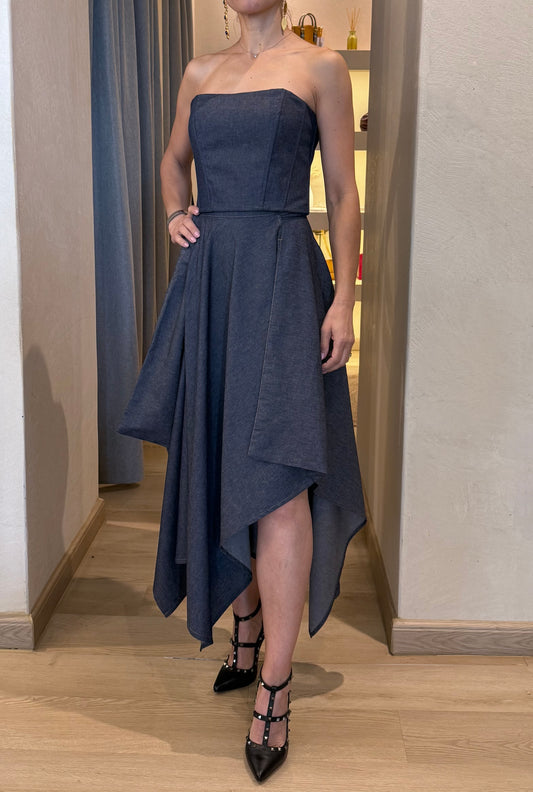 Falda pantalón envolvente mezclilla