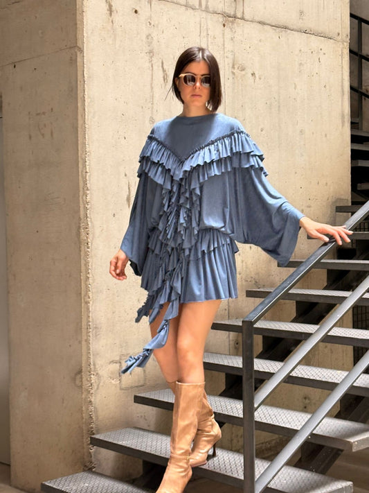 Vestido Suede Olanes Azul