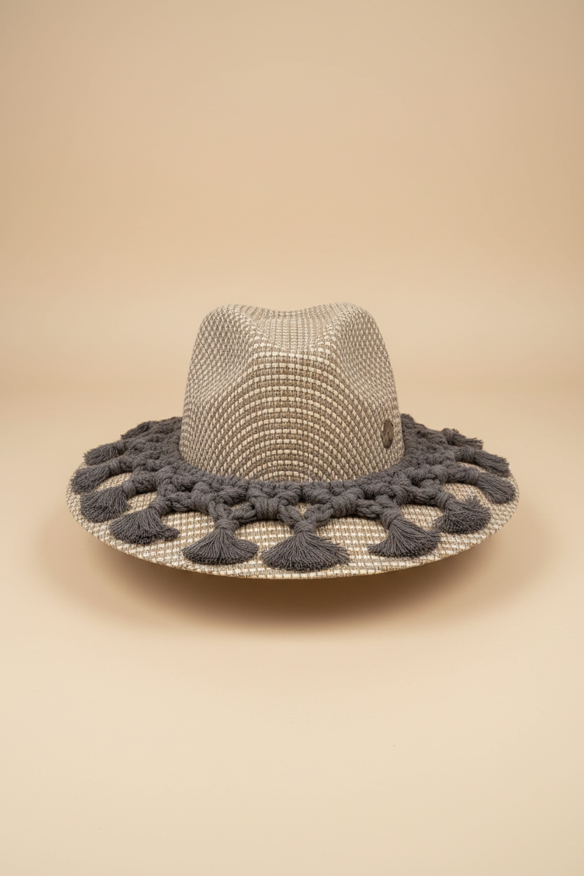 SM Sombrero Beige Hilo Gris