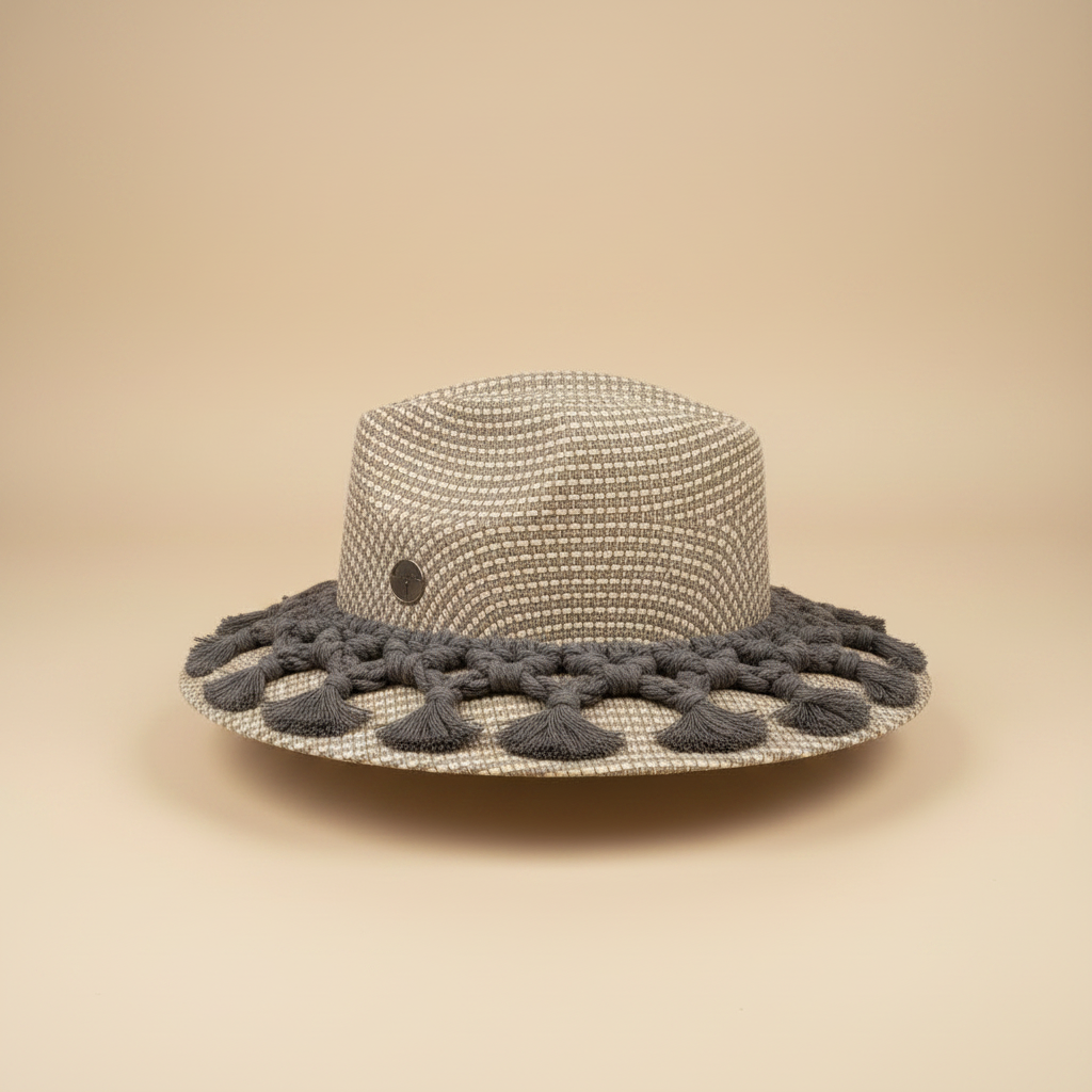 SM Sombrero Beige Hilo Gris