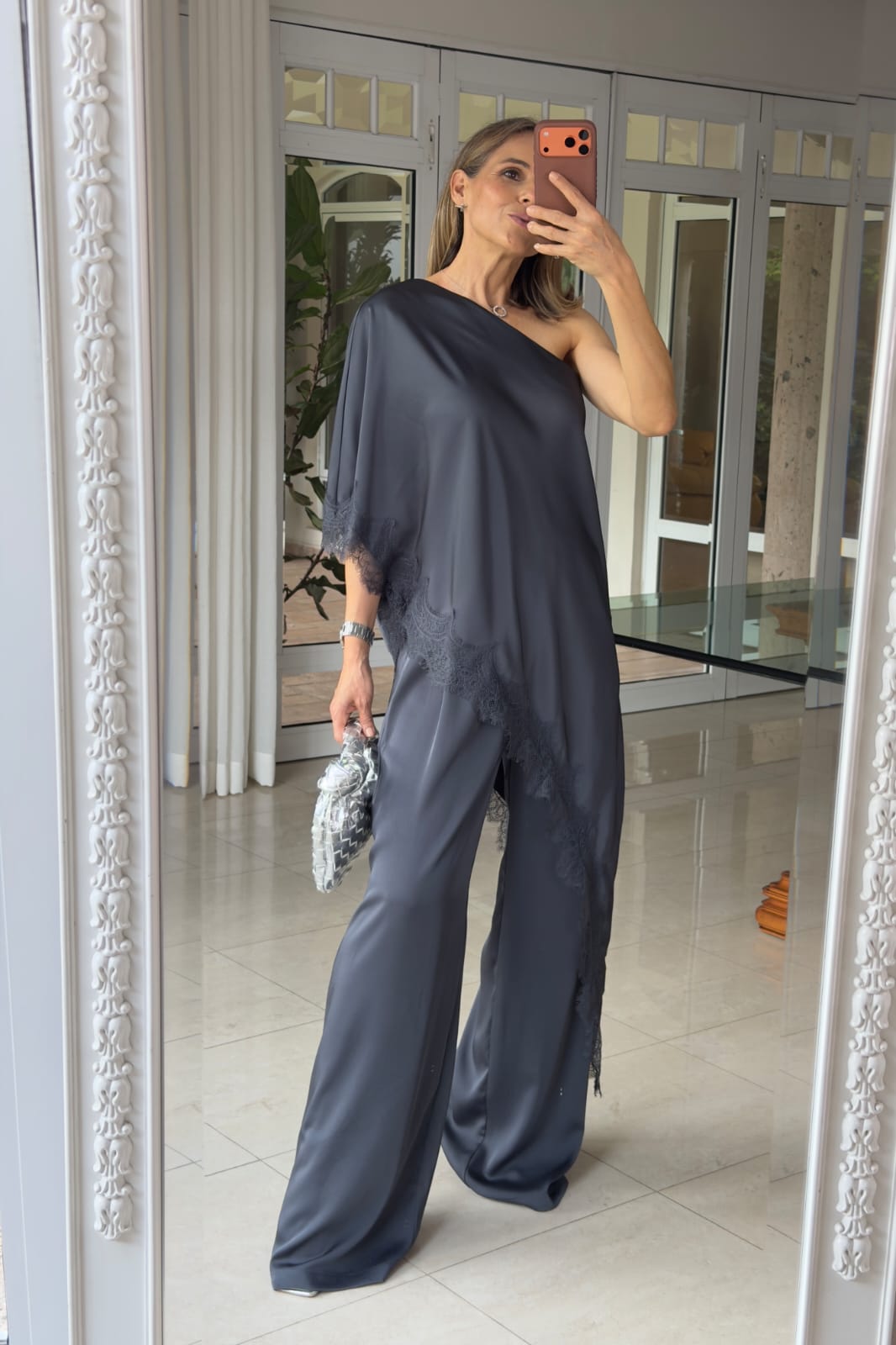 Pantalón Satinado y Encaje Formal SC 10-26