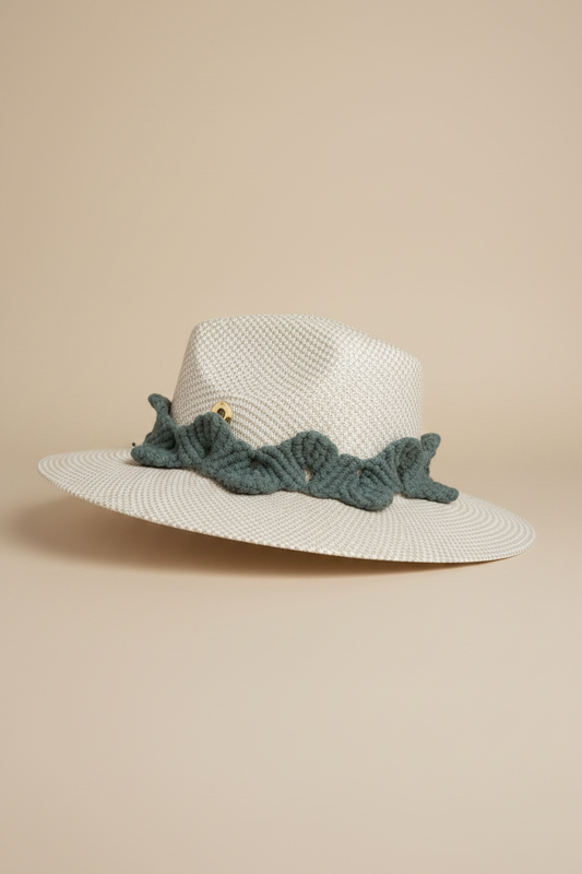SN Sombrero Beige Hilo Verde