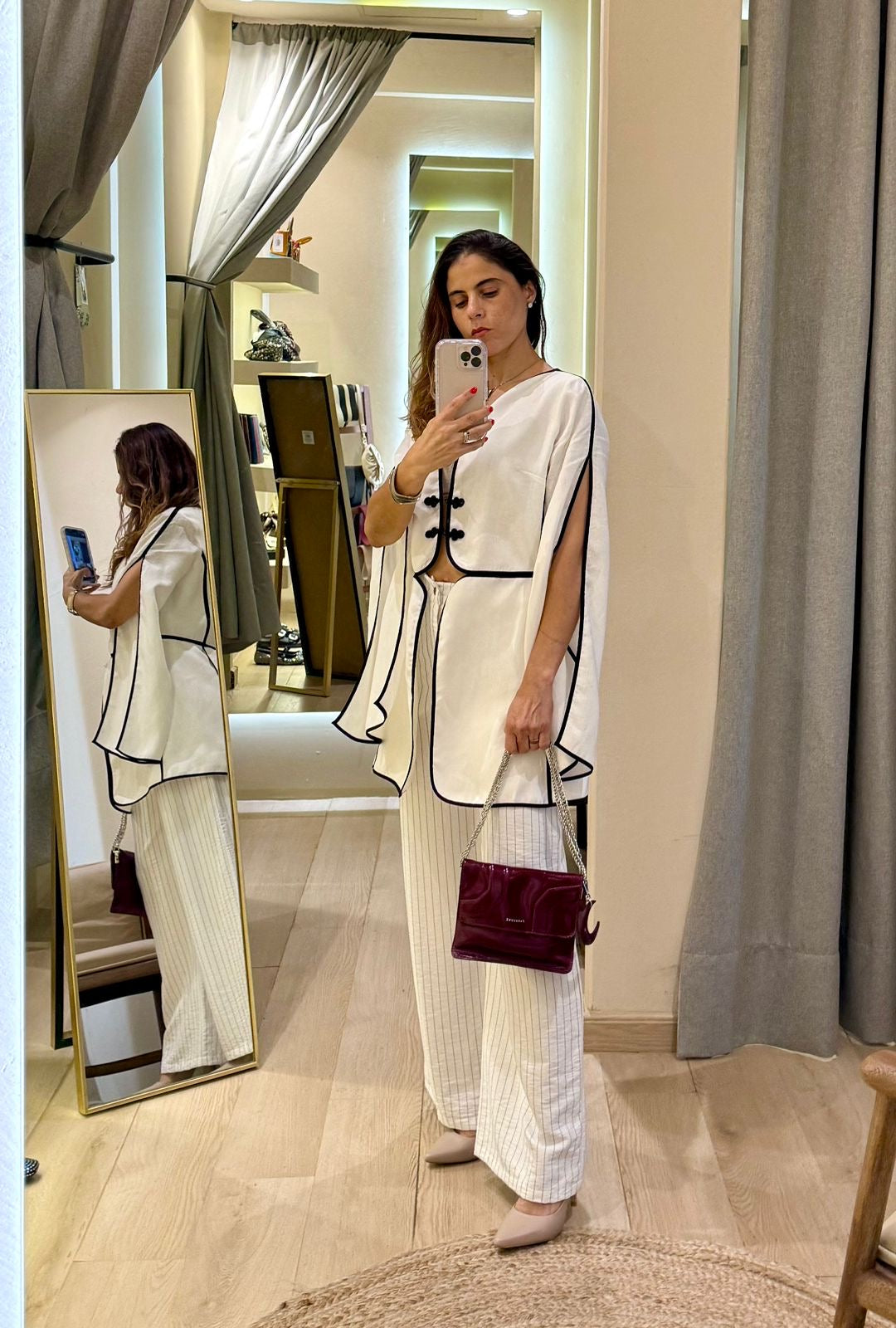 Saco Ivory con Bies Negro